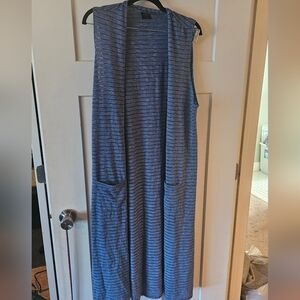 Agnes and Dora Blue Stripped Sleeveless Cardigan/long vest